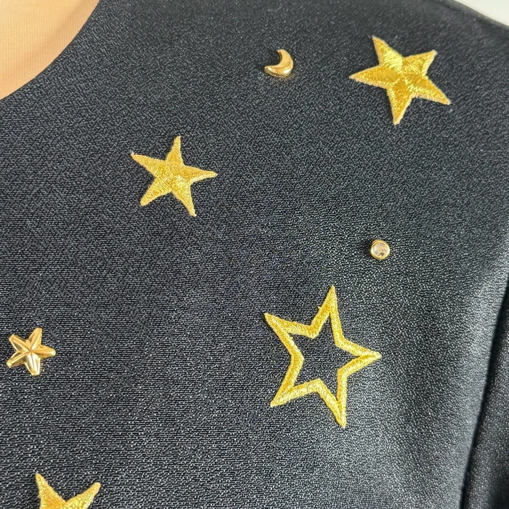 R&M Richards Celestial Star Moon Gold Button Vintage Blazer Tunic Jacket L - Picture 5 of 16